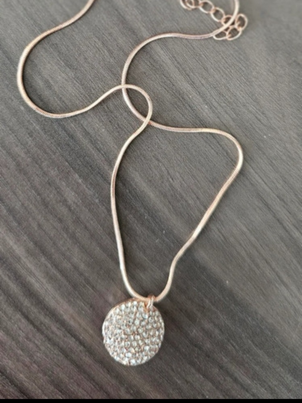 Source Unknown Rose Gold Pavé Disc Snake Chain Necklace